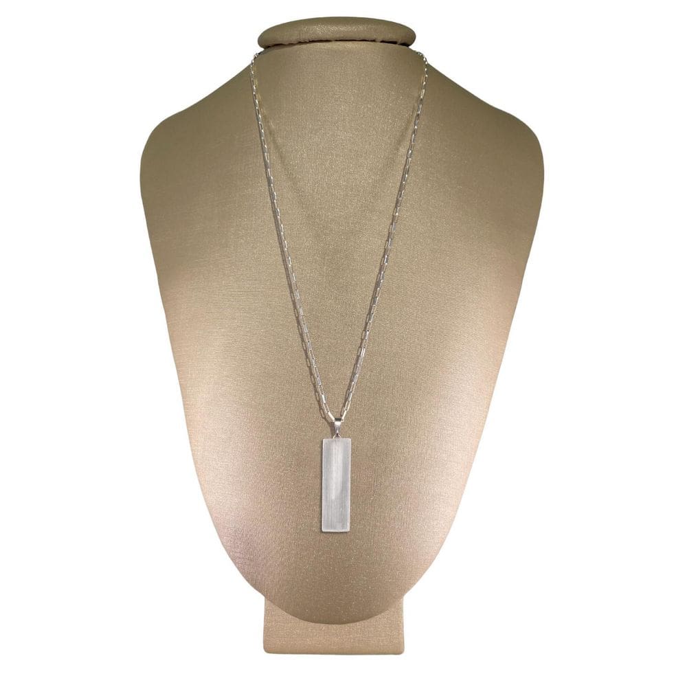 Colar Prata 925 Cadeado Selenita Retangular P. Vecchio Joias