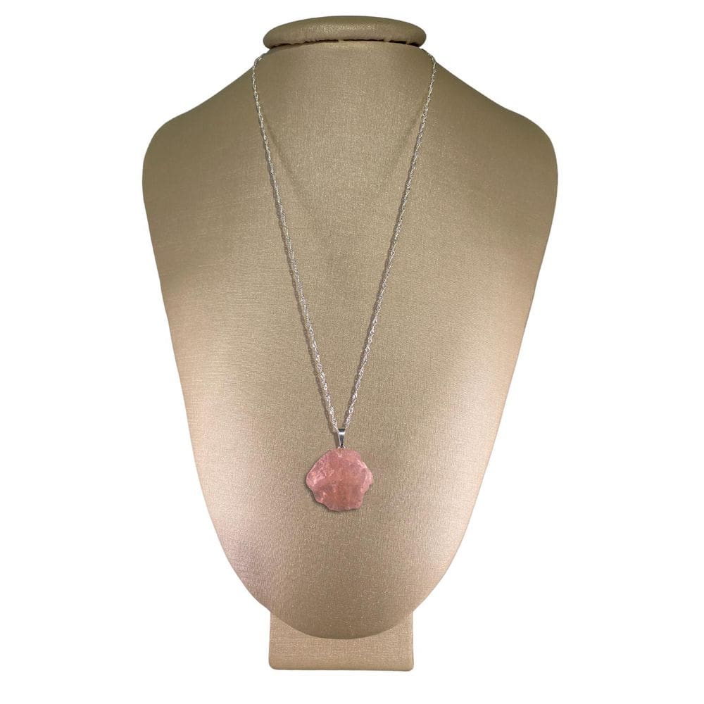 Colar Prata 925 Singapura Quartzo Rosa Bruto - Ponte Vecchio