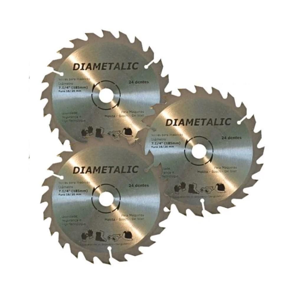 Kit 3 Disco Serra Para Madeira 180Mm 7.1/4`` 24 Dentes