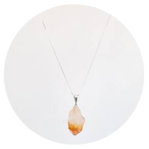 Colar 60Cm Prata 925 Citrino Bruto - Natural - P. Vecchio