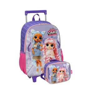 Kit Escolar Lol Star Mochila Rodas + Lancheira Térmica Lilás