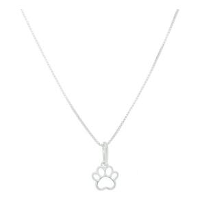 Colar Feminino Eu Te Amo Pet Pata De Cachorro Prata 925