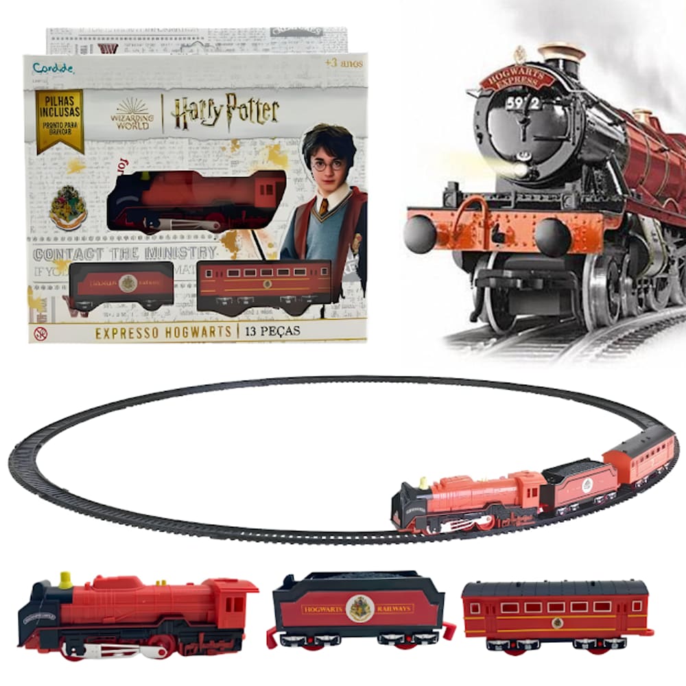 Ferrorama Harry Potter Trem Expresso Hogwarts Locomotiva Com Luz Trenzinho a Pilha