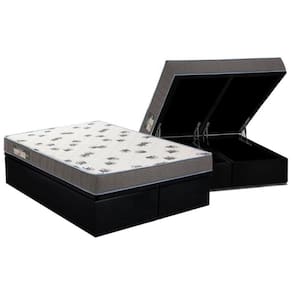 Cama Box Baú King: Colchão Espuma Ortobom D33 Light Saúde + Base CRC Courano Black(186x198)