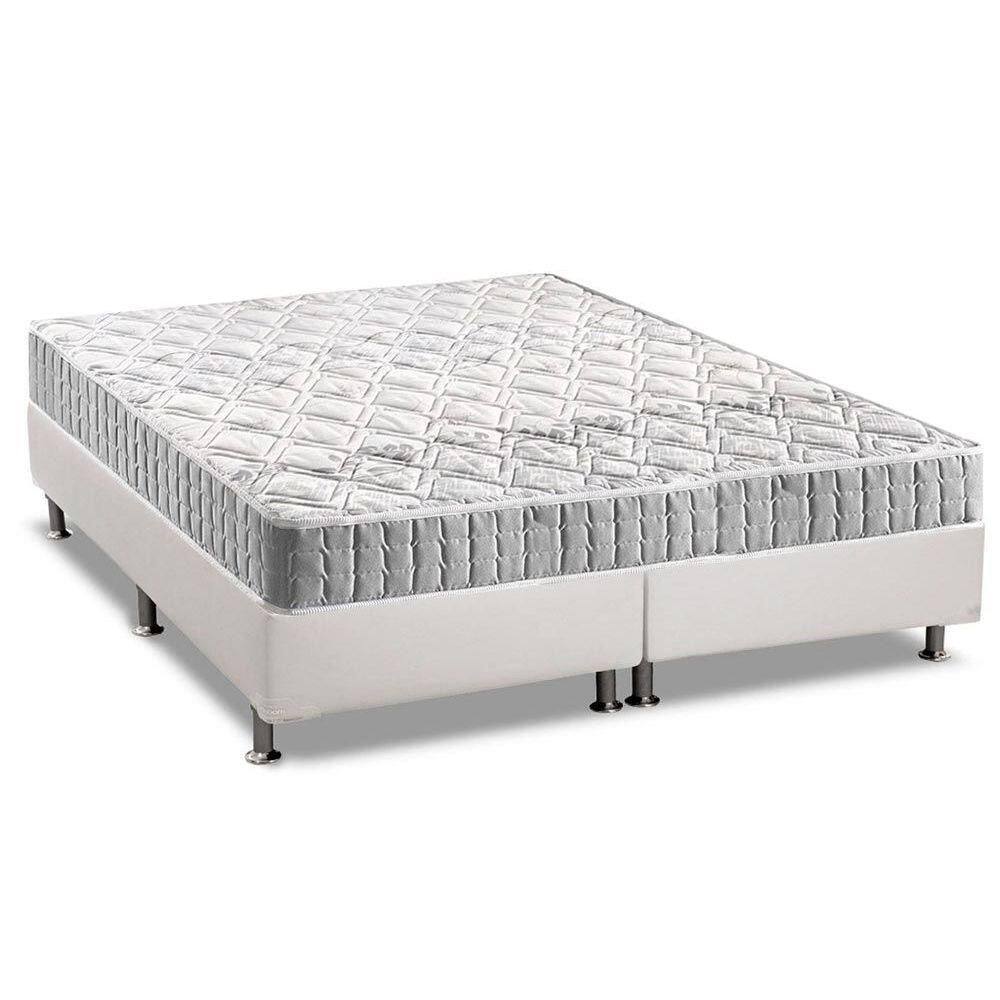 Cama Box Queen: Colchão Espuma Anjos D33 Orthosono + Base CRC Courano White(158x198)