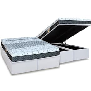 Cama Box Baú King: Colchão Molas Castor Bonnel System Class One Face + Base CRC Courano White(193x203)