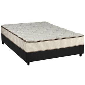 Cama Box Casal: Colchão Molas Luckspuma Bonnel Montreal Spring + Base CRC Suede Cinza(138x188)