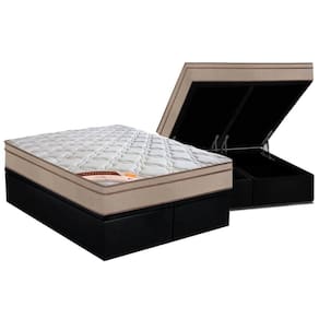 Cama Box Baú King: Colchão Molas Castor Bonnel Revolution + Base CRC Suede Black(193x203)