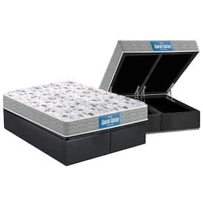 Cama Box Baú Queen: Colchão Espuma Probel D45 / EP Guarda Costas PróExtreme Plus Double Face + Base CRC Suede Gray(158x198)