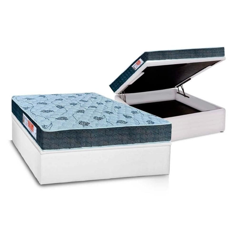 Cama Box Baú Casal: Colchão Espuma Orthoflex D45 Comfortpedic Line + Base CRC Courano White(138x188)
