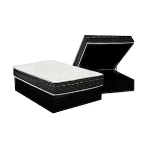 Cama Box Baú Casal: Colchão Molas Luckspuma Bonnel Eagle New + Base CRC Suede Black(138x188)