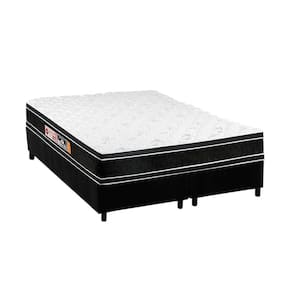Cama Box Queen: Colchão Espuma Castor D33 Black e White Double Face + Base CRC Suede Black(158x198)