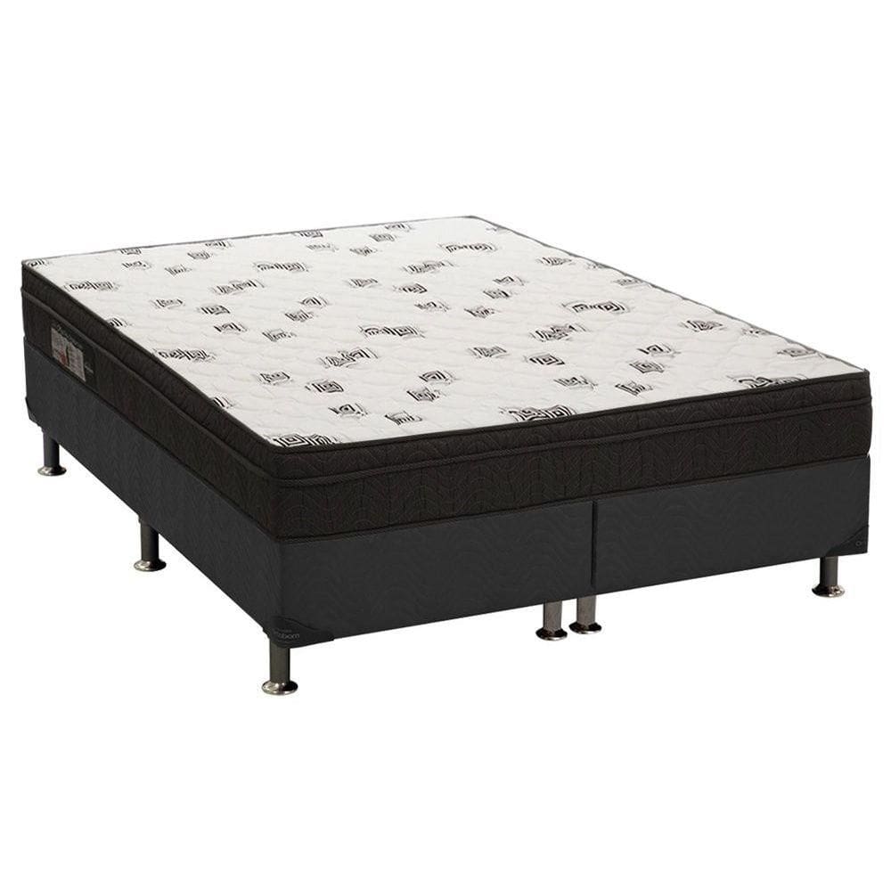 Cama Box King: Colchão Espuma Ortobom D45 Light + Base CRC Suede Black(186x198)
