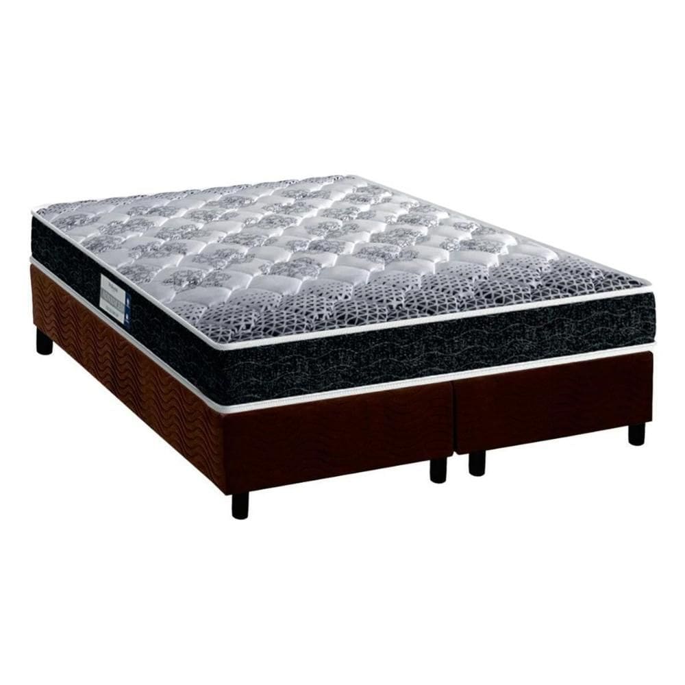 Cama Box Queen: Colchão Espuma D33 Probel /EP  Advanced Tech1500 + Base CRC Suede Brown(158x198)