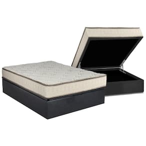 Cama Box Baú Casal: Colchão Molas Luckspuma Bonnel Montreal Spring + Base CRC Suede Gray(138x188)
