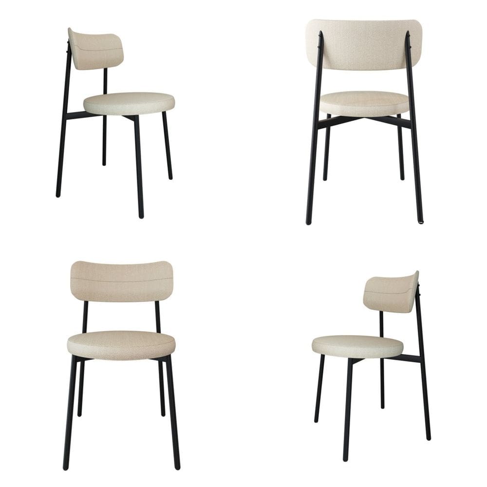 Cadeira Kyta Fixa com 4 Pés 50 X 44,7 X 83,8 Cm com 4 Unidades Areia/Preto