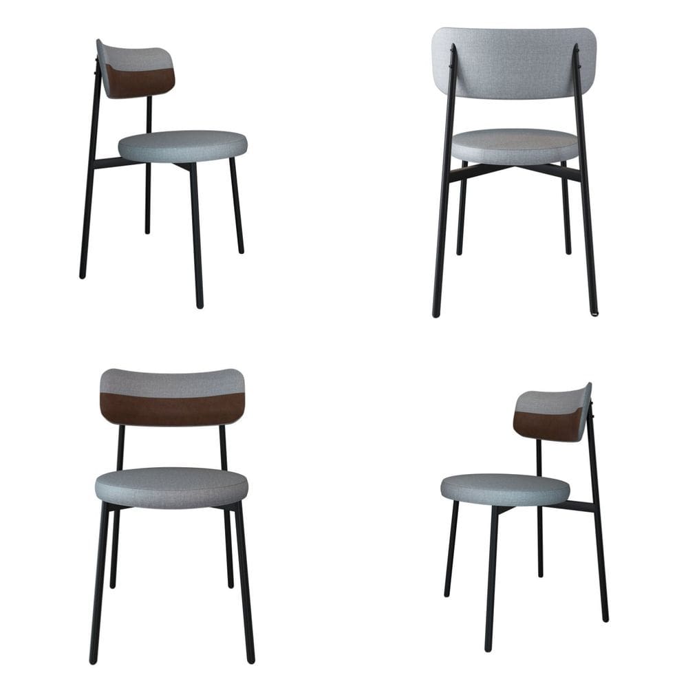 Cadeira Kyta Fixa com 4 Pés 50 X 44,7 X 83,8 Cm com 4 Unidades Cinza /Whisky/Preto