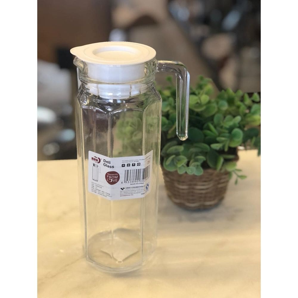 Jarra Vidro Transparente Tampa Branca 1L -Home&Co