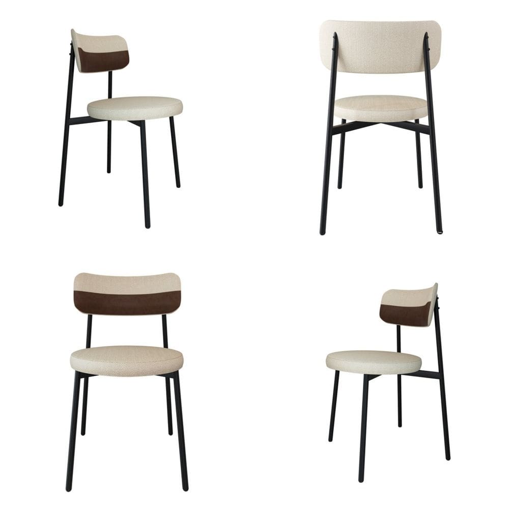 Cadeira Kyta Fixa com 4 Pés 50 X 44,7 X 83,8 Cm com 4 Unidades Areia/Whisky/Preto