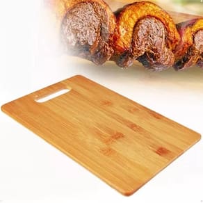 Tabua de Corte 100% Bambu 26x16 Carnes Legumes Frutas Multiuso Universal Com Encaixe Para As Mãos