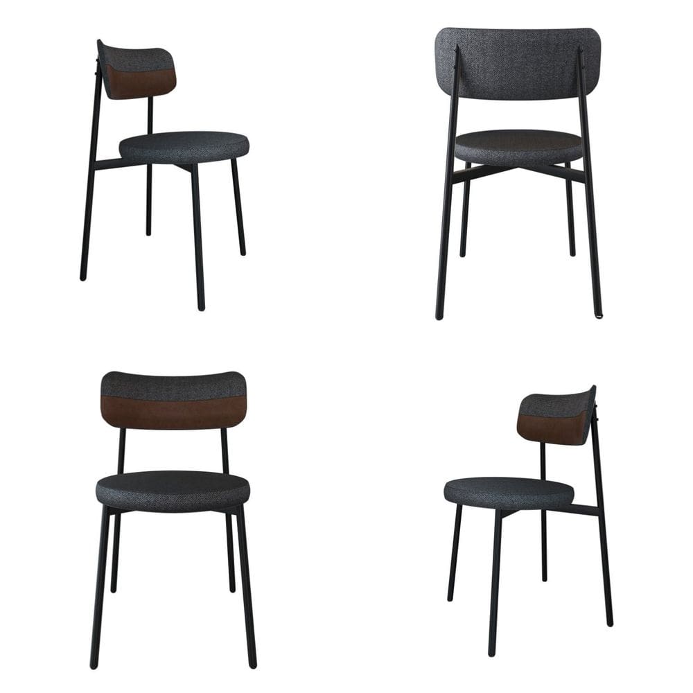 Cadeira Kyta Fixa com 4 Pés 50 X 44,7 X 83,8 Cm com 4 Unidades Grafite/Whisky/Preto
