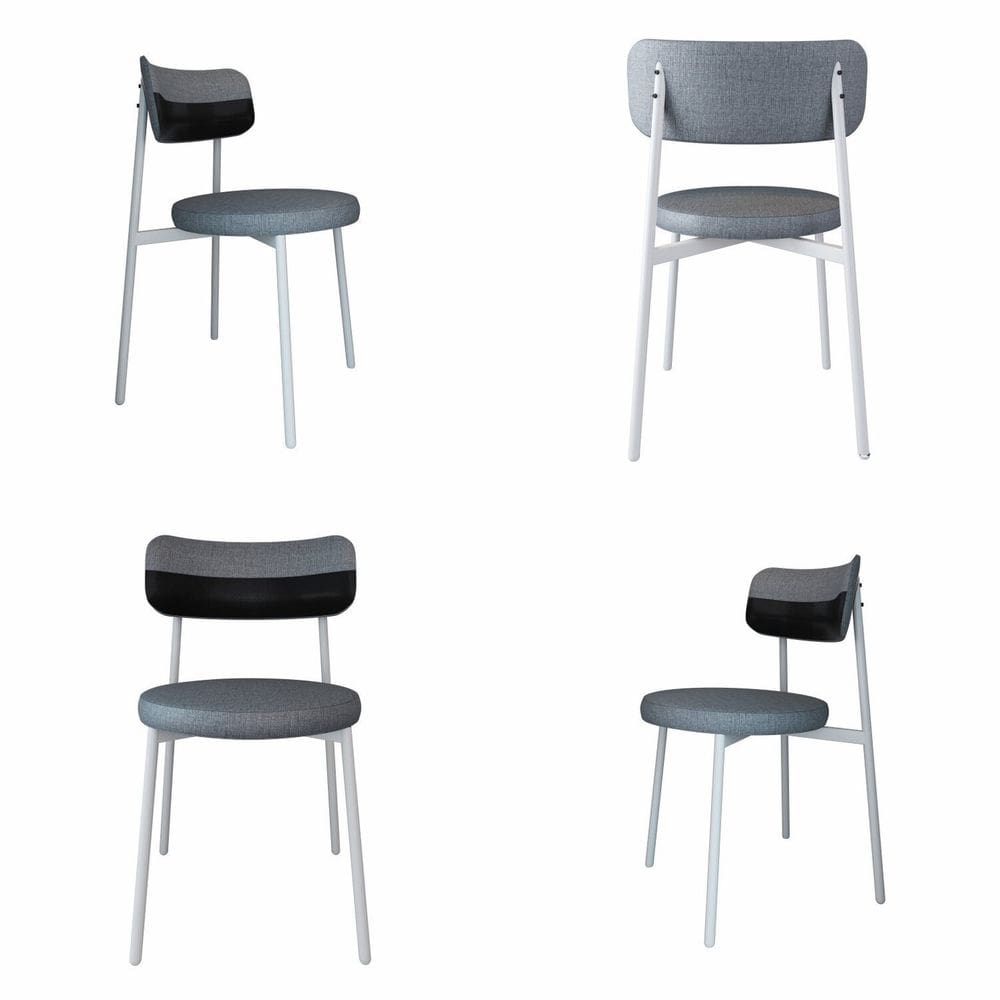 Cadeira Kyta Fixa com 4 Pés 50 X 44,7 X 83,8 Cm com 4 Unidades Cinza/ Preto/Branco