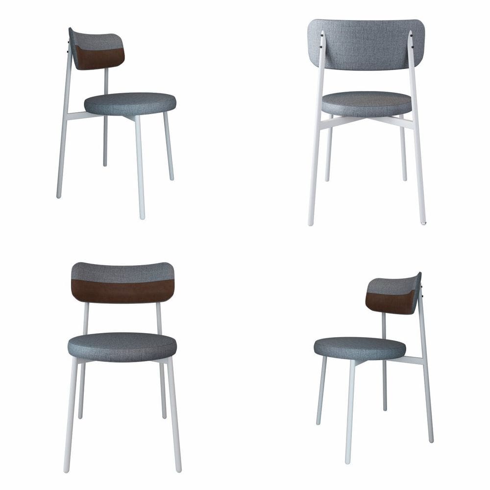 Cadeira Kyta Fixa com 4 Pés 50 X 44,7 X 83,8 Cm com 4 Unidades Cinza/ Whisky/Branco