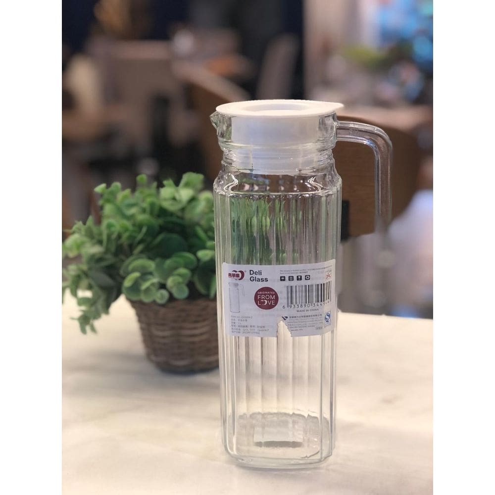 Jarra Vidro Transparente Tampa Branca 1,1L-Home&Co
