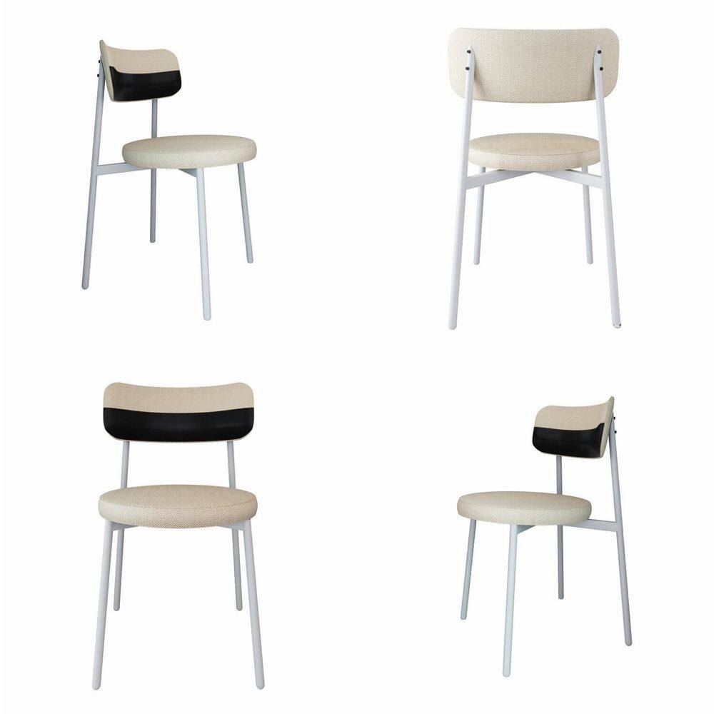 Cadeira Kyta Fixa com 4 Pés 50 X 44,7 X 83,8 Cm com 4 Unidades Areia/Preto/Branco