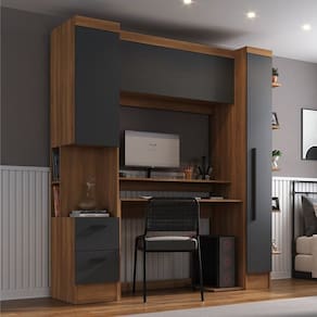 Guarda-roupa Modulado Viena 3 Portas 2 Gavetas3 Peças Espresso Móveis Nogal/Grafite
