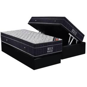 Conjunto Box Baú Solteiro: Colchão Espuma Ortobom Nanolastic Airtech Progressive + Base CRC Suede Black(88x188)