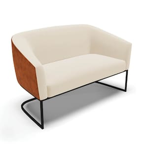 Sofá Namoradeira 2 Lug Industrial Preto Stella Noz/Linho Bege D03 - D`Rossi
