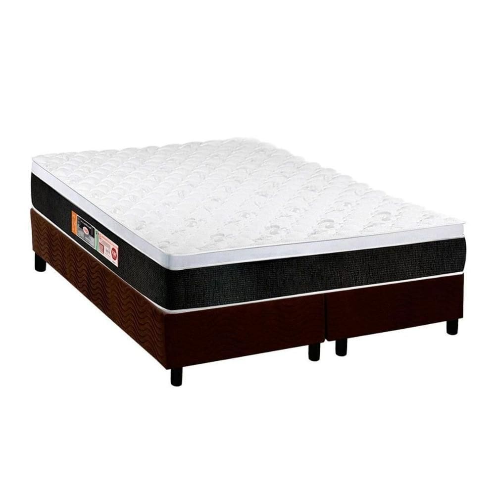 Cama Box King: Colchão Espuma Castor D45 Black e White + Base CRC Suede Brown(193x203)