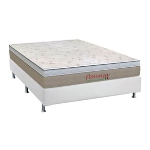 Cama Box Casal: Colchão Molas Bonnel Orthoflex Florença + Base CRC Courano White(138x188)