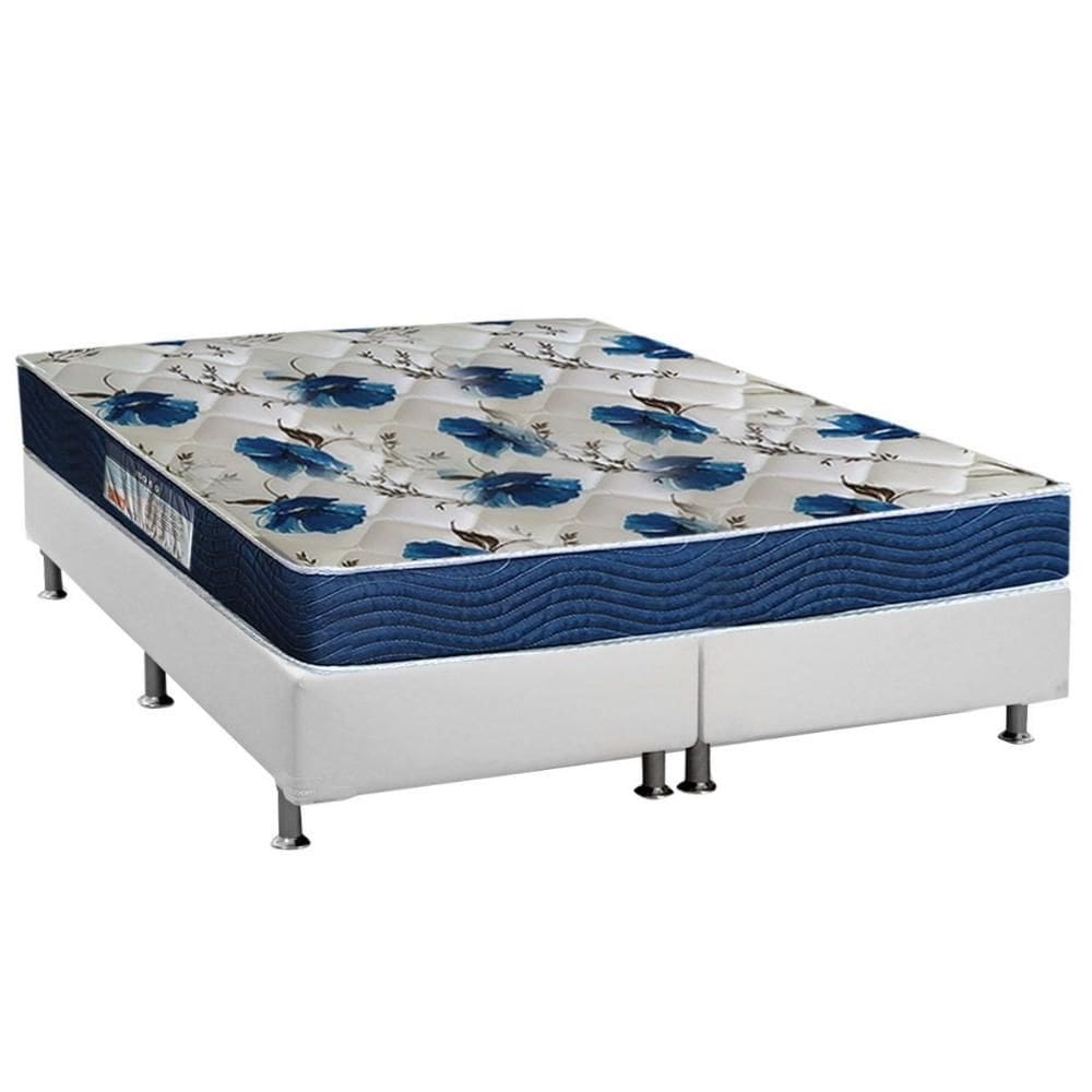 Cama Box Queen: Colchão Anatômico Ortobom D28/EP Fort Tech ISO 60 + Base CRC Courano White(158x198)