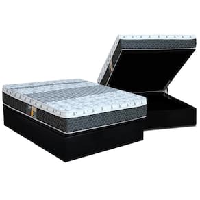 Cama Box Baú Casal: Colchão Molas Bonnel Castor System Class One Face + Base CRC Suede Black(138x188)