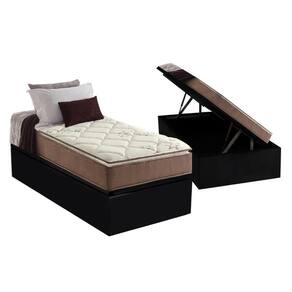 Cama Box Baú Solteiro: Colchão Ortopédico Anjos D28 / AG65 Star Pillow Top + Base CRC Suede Black(88x188)