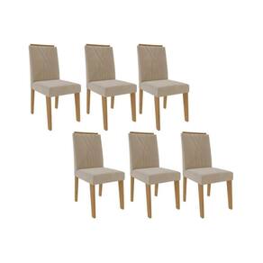 Cadeira Sala de Jantar Nicole Kit 6 Un Savana/Suede Bege - Cimol