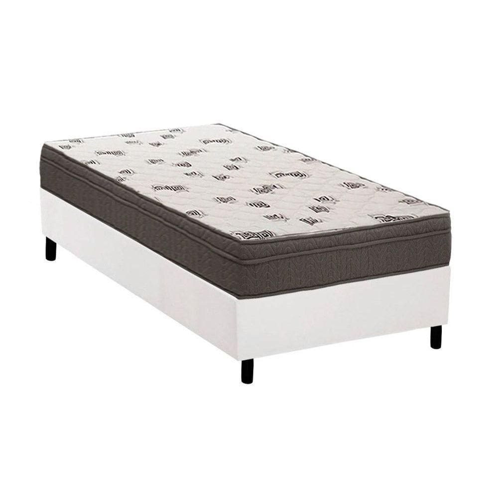 Cama Box Solteiro: Colchão Espuma Ortobom D45 Light Saúde Ortopilow + Base CRC Courano White(88x188)