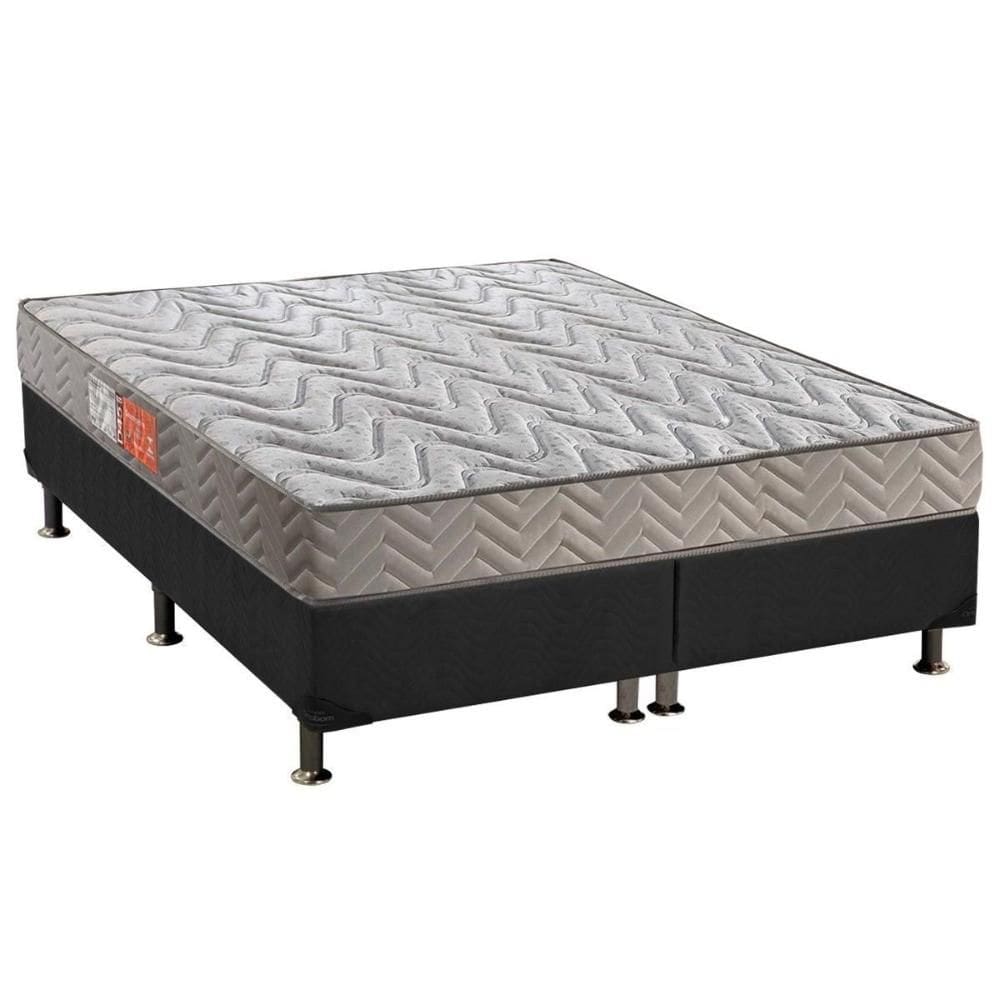 Cama Box Queen: Colchão Espuma D45 Paropas Pasquale Clean + Base CRC Suede Gray(158x198)