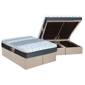 Cama Box Baú Queen: Colchão Molas Castor Bonnel System Class One Face + Base CRC Suede Clean(158x198)