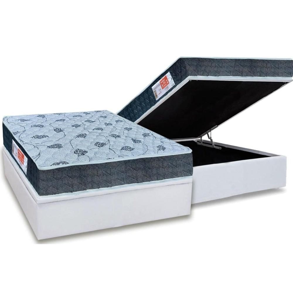 Cama Box Baú Casal: Colchão Espuma Orthoflex D45 Comfortpedic Line + Base CRC Courano White(138x188)