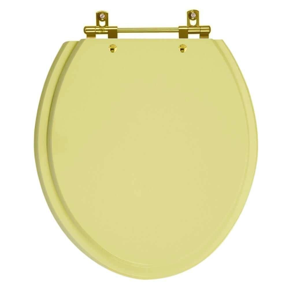 Assento Sanitário Convencional Oval Bege Saara para vaso Deca com Ferragem Dourada