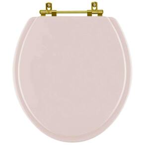 Assento Sanitario Poliéster Convencional Universal Oval Salmão com Ferragem Dourada