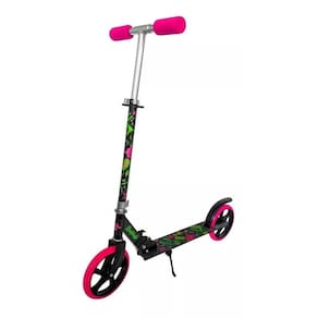 Patinete Ferro Rodas Grandes Rosa Adulto Criança 100Kgs