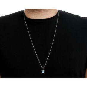 Colar Corrente Com Olho Grego Masculino Corrente Prata 925