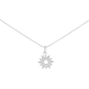 Colar Sol Cravejado Pedrinhas Zirconias Luxo Prata Pura 925