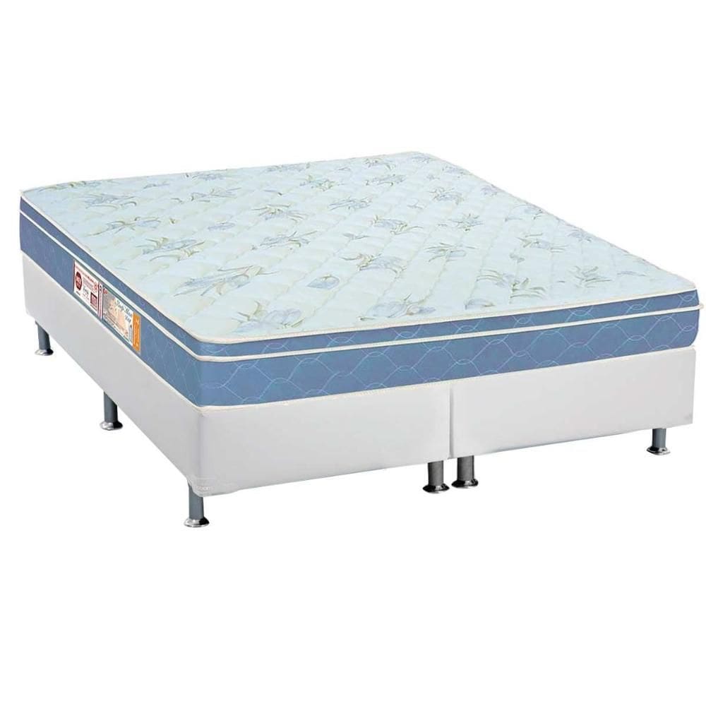 Cama Box Queen: Colchão Espuma D45 Castor Sleep Max + Base CRC Courano White(158x198)