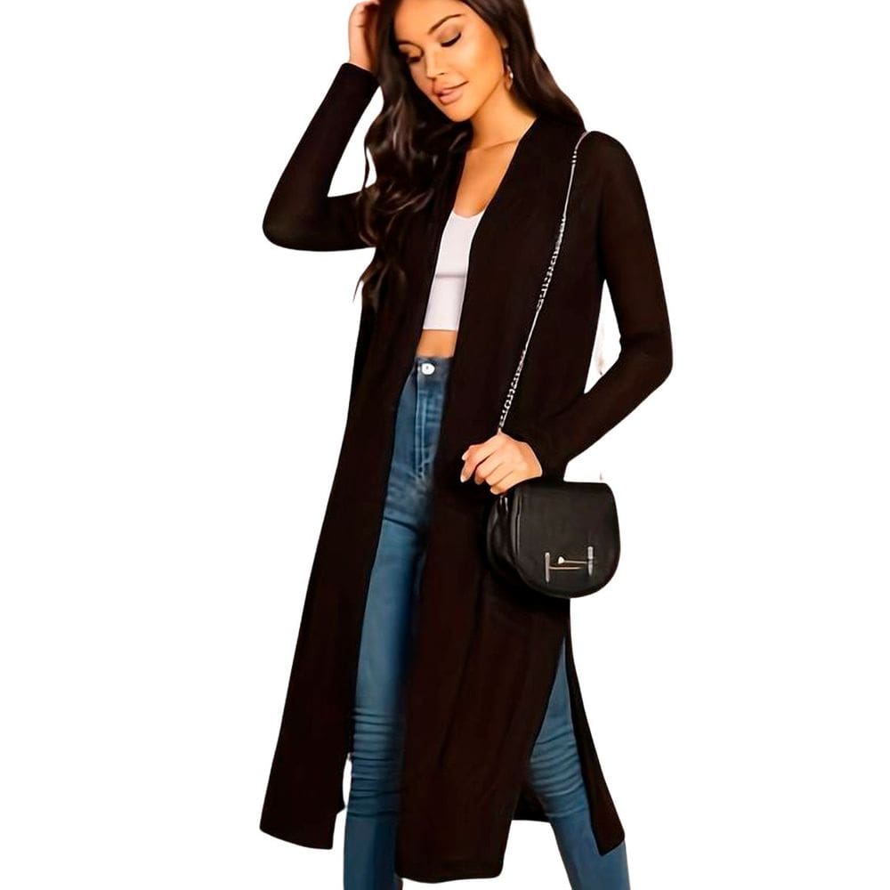Sobretudo Cardigan Longo Elegante Frio Social Feminino