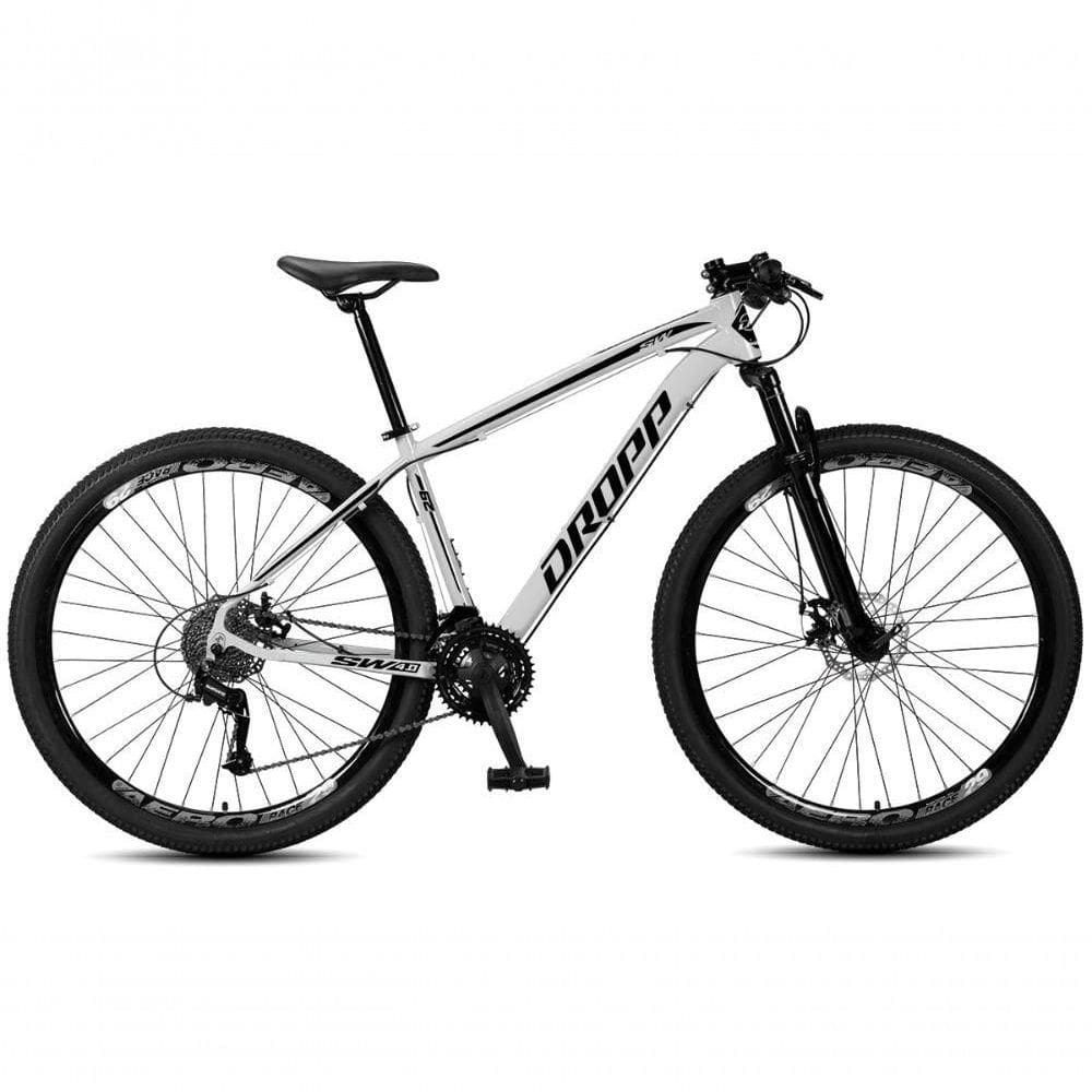 Bicicleta Aro 29 Dropp Sw 24 Vel Câmbio Shimano Quadro Alumínio Mtb Branco+preto 17 Branco+preto